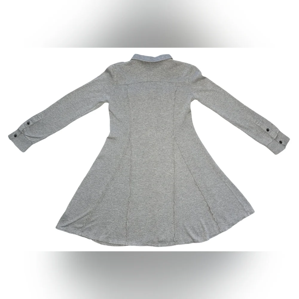 Free People Gray Military Button Front Fit & Flare Sweater Dress Jacket Sz S - Picture 8 of 16